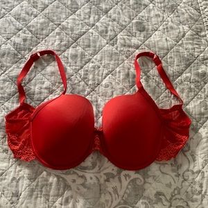 Red underwire bra